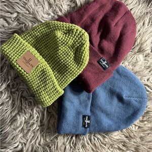 Women's Beanie Trio - Olive, Burgundy, and Slate - Vieilles Po ski Backcountry